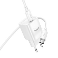 Мережевий зарядний пристрій HOCO C146A Charm single port PD20W charger set (C to C) (EU) White (Колір Білий) - фото № 3