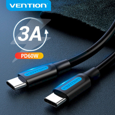 Кабель Vention USB 2.0 C, кабель «папа-папа», 1 м, черный, тип ПВХ (COSBF) - изображение 2