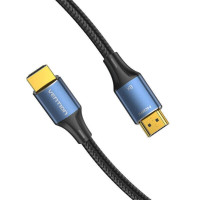 Кабель Vention Cotton Braided HDMI-A Male to Male HD v2.1 Cable 8K 5M Blue Aluminum Alloy Type (ALGLJ) (Колір Синий) - фото № 4