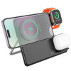 Бездротовий зарядний пристрій HOCO CQ1 Geek folding 3-in-1 magnetic wireless fast charger(for iWatch) Black (Черный)- № 4