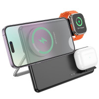 Бездротовий зарядний пристрій HOCO CQ1 Geek folding 3-in-1 magnetic wireless fast charger(for iWatch) Black (Цвет Черный) - фото № 4