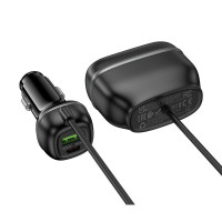 Автомобільний зарядний пристрій HOCO Z59 Rank 48W dual port PD30W+QC3.0 dual cigarette lighter slot car charger Black (Колір 7073) - фото № 5