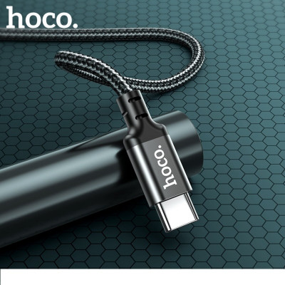 Кабель HOCO X14 Type-C to Type-C 60W, 1m, nylon, aluminum connectors, Black - зображення 8