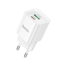 Мережевий зарядний пристрій HOCO C147A Charm PD20W+QC3.0 charger (EU) White