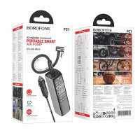 Автомобільний насос BOROFONE FC1 Flow intelligent air pump Black Gray (Колір Black-Gray) - фото № 2