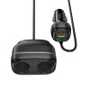 Автомобільний зарядний пристрій HOCO Z59 Rank 48W dual port PD30W+QC3.0 dual cigarette lighter slot car charger Black (7073)- № 4