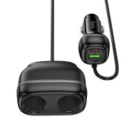 Автомобільний зарядний пристрій HOCO Z59 Rank 48W dual port PD30W+QC3.0 dual cigarette lighter slot car charger Black (Колір 7073) - фото № 4