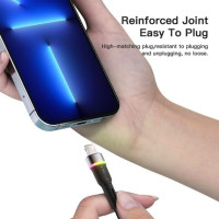 Кабель Essager Colorful LED USB Cable Fast Charging 2.4A USB-A to Lightning 1m black (EXCL-XCD01) (Цвет Черный) - фото № 8