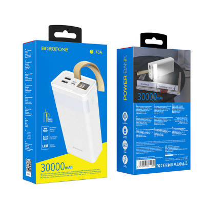 Зовнішній акумулятор BOROFONE BJ18A Coolmy digital display power bank 30000mAh White - зображення 3