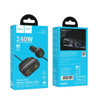 Автомобільний зарядний пристрій HOCO Z59A Rank 96W(2C2A) cigarette lighter slot car charger Black (Колір 7073) - фото № 2
