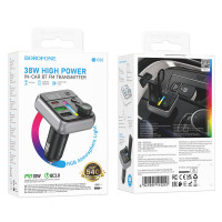 АЗП з FM-модулятором BOROFONE BC50  Ascenso PD20W+QC3.0 car BT FM transmitter Black (Цвет 7073) - фото № 7