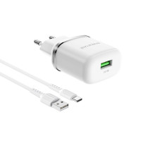 Мережевий зарядний пристрій BOROFONE BA36A High speed single port QC3.0 charger set 18W(Type-C) White (Колір 7068) - фото № 2