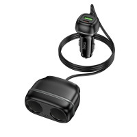 Автомобільний зарядний пристрій HOCO Z59 Rank 48W dual port PD30W+QC3.0 dual cigarette lighter slot car charger Black (Колір 7073) - фото № 3
