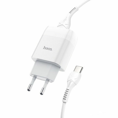 Мережевий зарядний пристрій HOCO C73A Glorious dual port charger set(Type-C) White (6931474713070) - зображення 2
