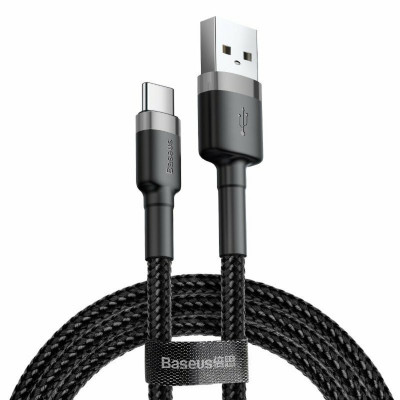 Кабель Baseus Cafule Cable USB For Type-C 3A 2м Серый+Черный - изображение 1