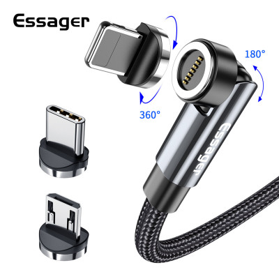Кабель Essager Universal 540 Ratate 3A Магнитный USB-кабель для зарядки Lightning 1м серый (EXCCXL-WX0G) (EXCCXL-WX0G) - изображение 1