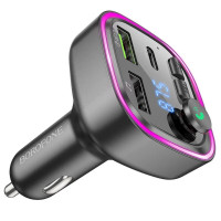 АЗП з FM-модулятором BOROFONE BC48 Broad QC3.0 car BT FM transmitter 18W Black (Колір Черный) - фото № 2