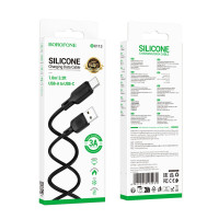 Кабель BOROFONE BX113 Lenny silicone charging data cable Type-C(L=1M) Black (Колір 7073) - фото № 5