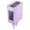 Мережевий зарядний пристрій ACEFAST A45 Sparkling series PD65W GaN (2*USB-C+USB-A) зарядное устройство Фиолетовая люцерна (AFA45PA)