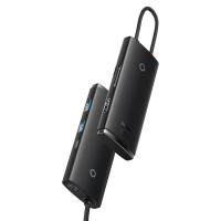 USB-хаб Baseus Lite Series 6-Port Type-C HUB Docking Station (Type-C to HDMI+USB3.0*2+PD+SD/TF) Black (Колір 7073) - фото № 3