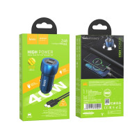Автомобільний зарядний пристрій HOCO Z48 Tough 40W dual port(2C) car charger set(C to iP) Sapphire Blue (Колір Sapphire Blue) - фото № 5