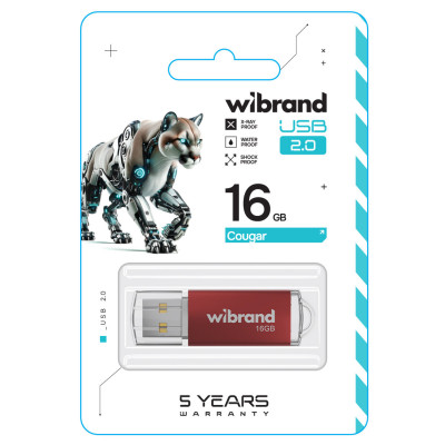 Flash Wibrand USB 2.0 Cougar 16Gb Red - изображение 2