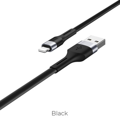 Кабель HOCO X34 USB to iP 2.4A, 1m, TPE, aluminum connectors, Black - зображення 1