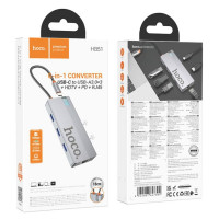 USB-хаб HOCO HB51 Wow 6-in-1 multi-function converter (HDTV+RJ45+PD+USB3.0*3) Deep Space Gray (Колір Deep-Space-Gray) - фото № 2