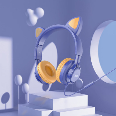 Навушники HOCO W36 Cat ear headphones with mic Midnight Blue - изображение 3