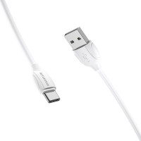 Кабель BOROFONE BX19 USB to Type-C 3A, 1m, PVC, TPE connectors, White (Цвет 7068), Атикул k14938 |  купить на VILKI.NET - фото № 1
