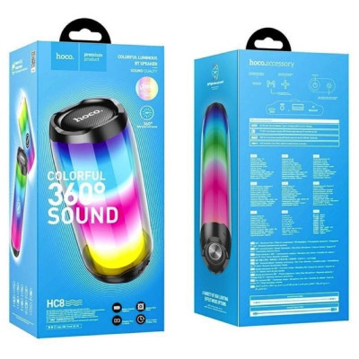 Портативна колонка HOCO HC8 Pulsating colorful luminous wireless speaker Black - изображение 5