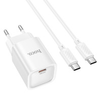 Мережевий зарядний пристрій HOCO C148A Charm single port PD30W charger set (C to C) (EU) White (Колір Білий) - фото № 4