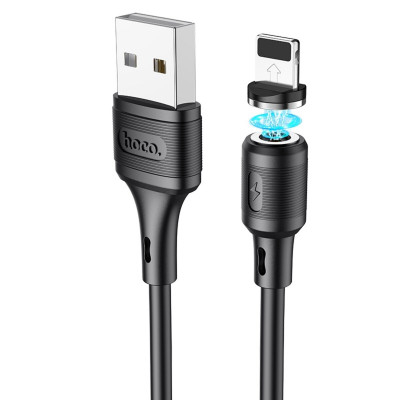 Кабель HOCO X52 USB to Ip 3A, 1m, PVC, PVC connectors, magnetic, Black (6931474735522) - изображение 1
