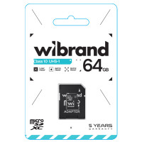 Карта пам'яті microSDXC (UHS-1) Wibrand 64Gb class 10 (adapter SD)  - фото № 2
