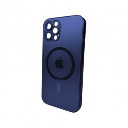 Чохол для смартфона AG Glass Matt Frame Color MagSafe Logo for Apple iPhone 12 Pro Max Navy Blue