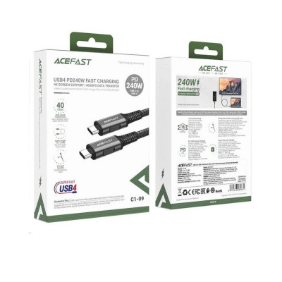 Кабель ACEFAST C1-09 USB-C to USB-C aluminum alloy audio/video transmission full-featured data cable Black - изображение 4