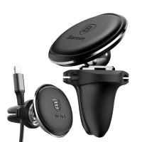Автотримач для телефона Baseus Magnetic Car Mount Phone Holder with Cable Clip Air Vent Version Cluster Black (Цвет Cluster-Black) - фото № 3