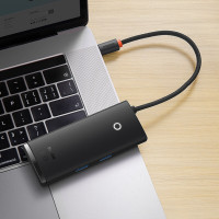 USB-хаб Baseus Lite Series 6-Port Type-C HUB Docking Station (Type-C to HDMI+USB3.0*2+PD+SD/TF) Black (Колір 7073) - фото № 8