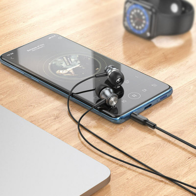 Навушники BOROFONE BM75 Platinum metal universal earphones with microphone Metal Gray (BM75MG) - изображение 5
