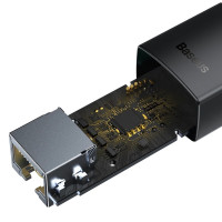 USB-Hub Baseus Lite Series Ethernet Adapter USB-A to RJ45 LAN Port (1000Mbps) Black (Колір 7073) - фото № 5
