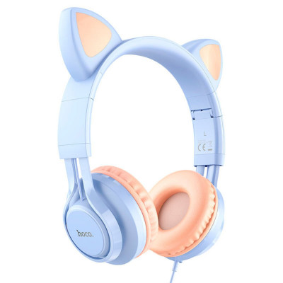 Навушники HOCO W36 Cat ear headphones with mic Dream Blue - зображення 1