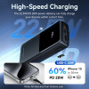 Зовнішній акумулятор Vention 20000mAh Power Bank (Micro-USB + USB-C + USB-A + USB-A) with Built-in USB-C and Lightning Cables 22.5W Black LED Display (7073)- № 7