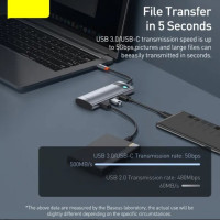 USB-хаб Baseus Metal Gleam Series 7-Port  HUB Space Grey （Type-C to HDMI4K@60Hz*1+USB3.0*3+PD*1+SD/TF*1) (Цвет Space Gray) - фото № 6