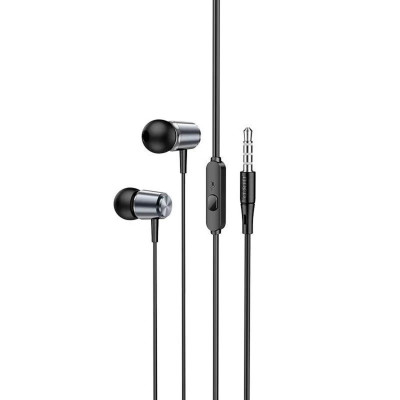 Навушники HOCO M108 Spring metal universal earphones with mic Metal Gray (6931474797575) - изображение 1