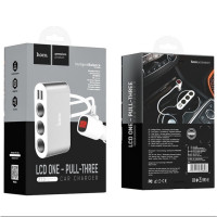 Автомобільний зарядний пристрій HOCO Z13 LCD one-pull-three car charger Silver (Цвет Silver) - фото № 2