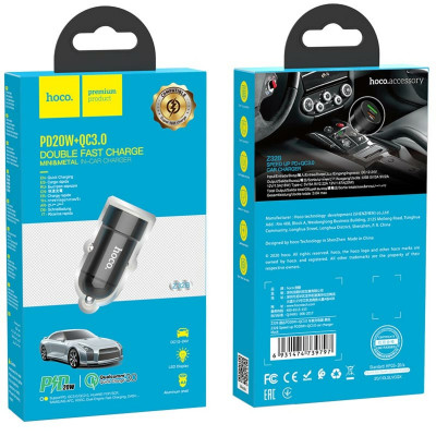 Автомобільний зарядний пристрій HOCO Z32B Speed up PD20W+QC3.0 car charger Black (6931474739797) - зображення 6