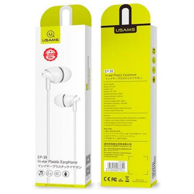 Навушники Usams EP-39 In-ear Plastic Earphone 1.2M  White (HSEP3902) - зображення 1