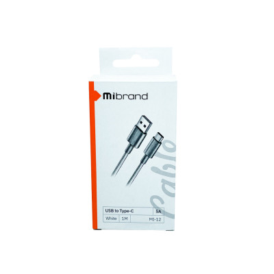 Кабель Mibrand MI-12 Сильноточная зарядная линия USB для Type-C 5А 1м Белый (MIDC/12TW) - изображение 2