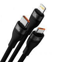 Кабель Baseus Flash Series Ⅱ One-for-three Fast Charging Data Cable USB to M+L+C 100W 1.2m Black (Колір Черный) - фото № 2