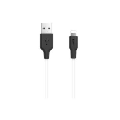 Кабель HOCO X21 USB to iP 2A, 1m, silicone, TPE connectors, Black+White - зображення 1